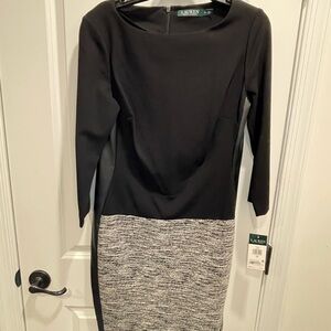 Lauren Ralph Lauren Black and Gray Two-Tone Sheath Dress
